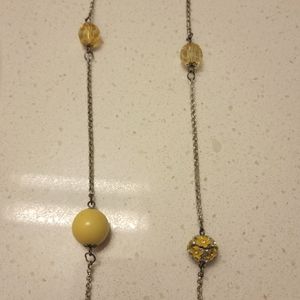 Charming Charlie Silver Necklace with Yellow beads